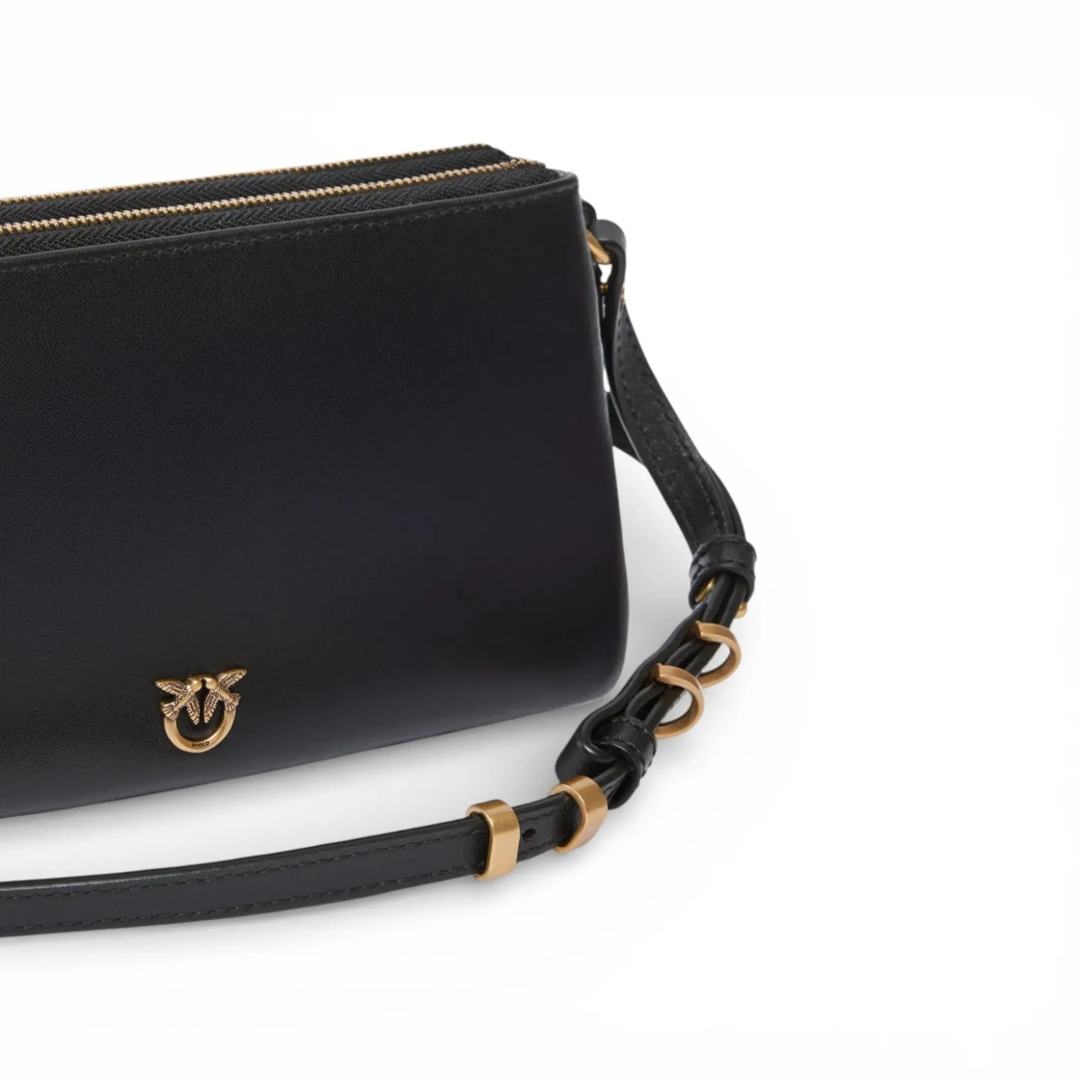 Borsa a tracolla Mini Double Bag piccola in pelle con tracolla