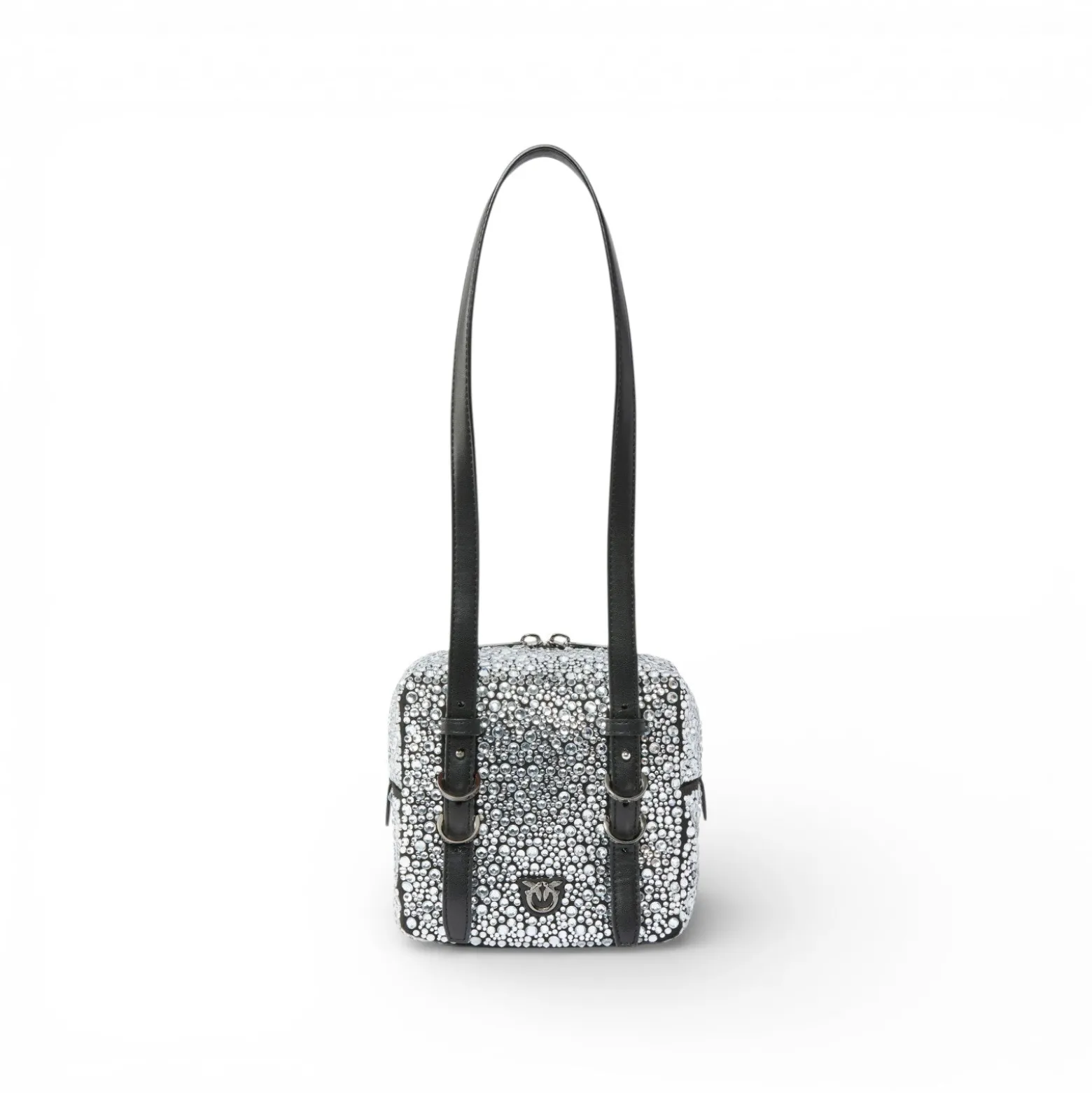 Borsa a tracolla piccola Cubic Bag full strass