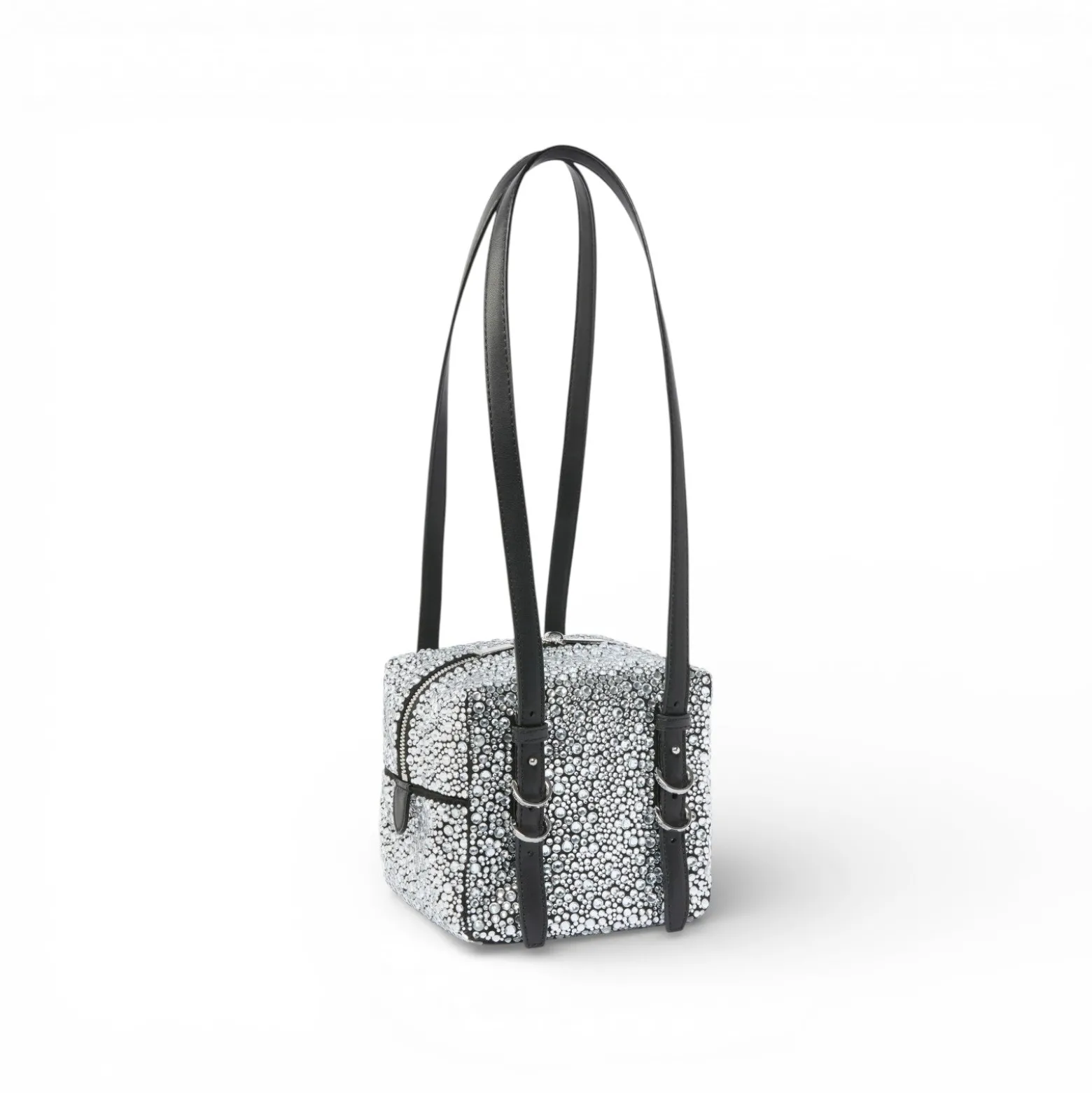 Borsa a tracolla piccola Cubic Bag full strass