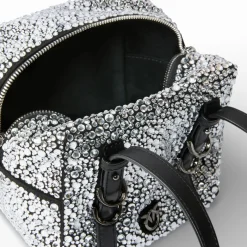 Borsa a tracolla piccola Cubic Bag full strass