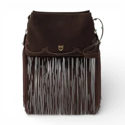 Borsa a tracolla piccola One, Two, Three Bag in suede con frange