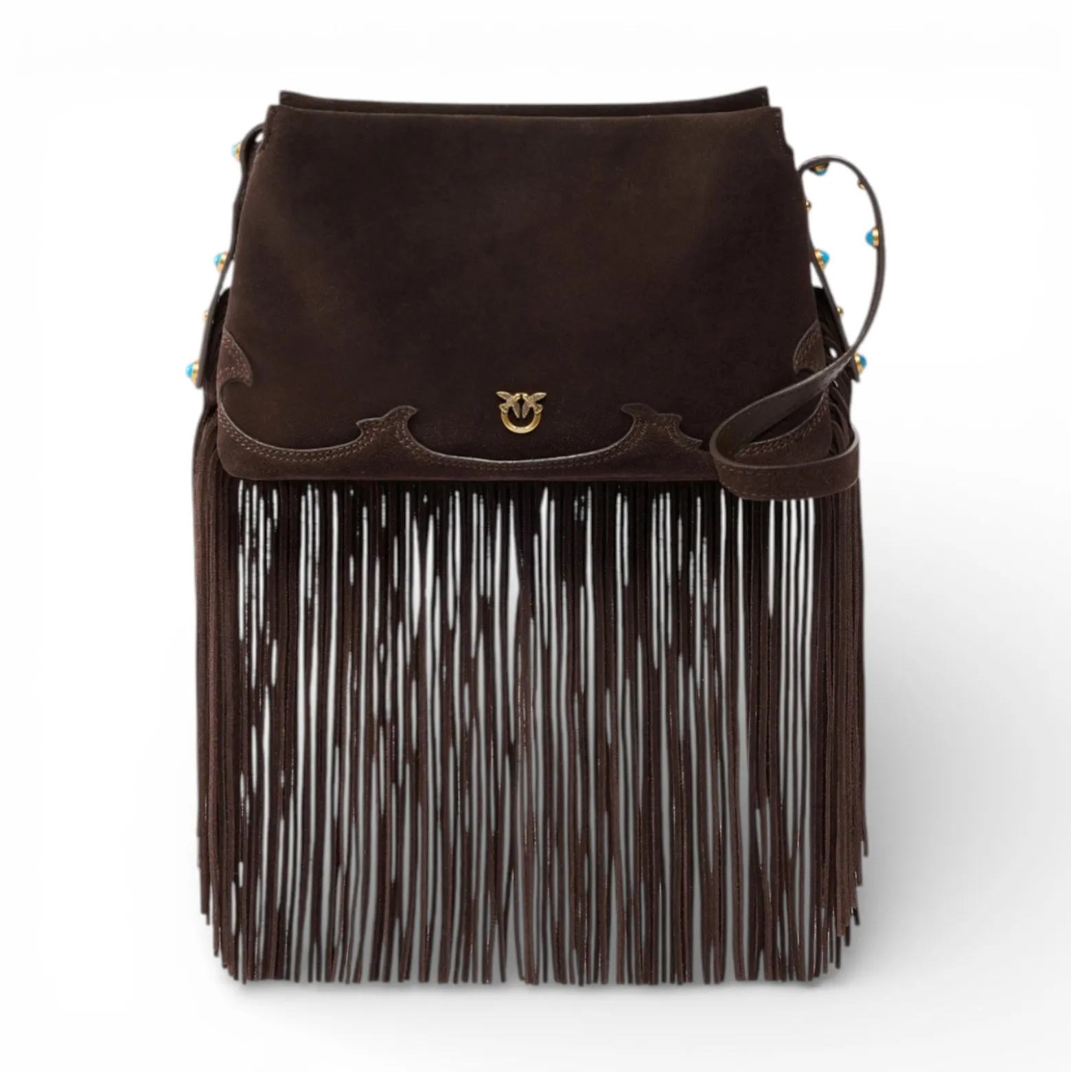Borsa a tracolla piccola One, Two, Three Bag in suede con frange