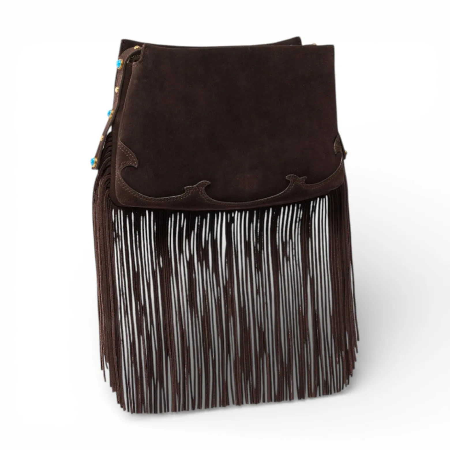 Borsa a tracolla piccola One, Two, Three Bag in suede con frange