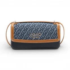 Borsa donna a tracolla piccola in denim jacquard