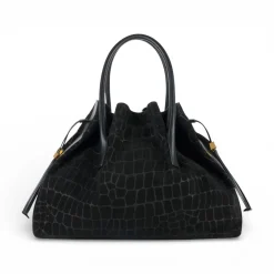 Borsa donna in suede con stampa cocco