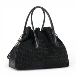 Borsa donna in suede con stampa cocco