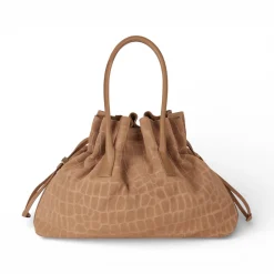 Borsa donna in suede con stampa cocco