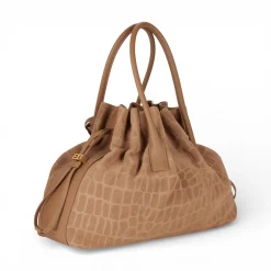 Borsa donna in suede con stampa cocco