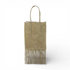 Borsa Shopping in suede con frange