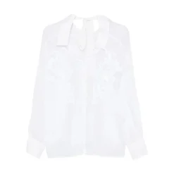 Camicia donna bianca con ricamo fiori