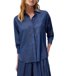 Camicia donna con colletto removibile