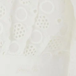 Camicia donna cropped con ricamo sangallo
