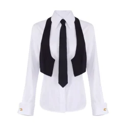 Camicia donna in cotone con cravatta e gilet