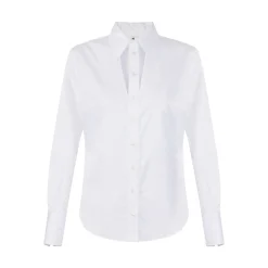 Camicia donna in cotone con cut-out e ricami