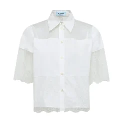 Camicia donna in cotone con pizzo