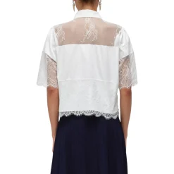 Camicia donna in cotone con pizzo