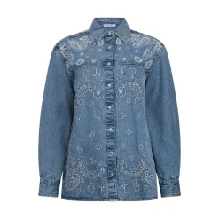 Camicia donna in denim con ricami