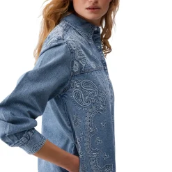 Camicia donna in denim con ricami