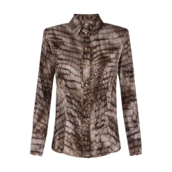 Camicia donna in raso con stampa alligatore