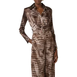 Camicia donna in raso con stampa alligatore