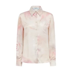Camicia donna in raso con stampa rose