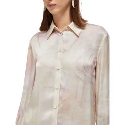 Camicia donna in raso con stampa rose