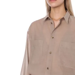 Camicia donna oversize in voile di lana