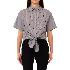 Camicia donna ricamo castoni