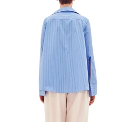 Camicia in cotone con collo aperto a trapezio donna