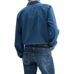 Camicia uomo in denim lavaggio medio