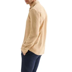 Camicia Uomo in Lino Collo alla Francese beige QB24