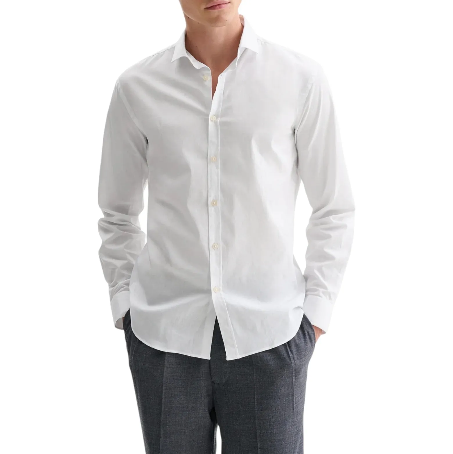 Camicia uomo in popeline con collo alla francese