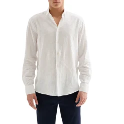 Camicia Uomo Lino Collo alla Francese Bianca QB24