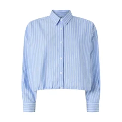 Cammia donna bianca e azzurra a righe crop
