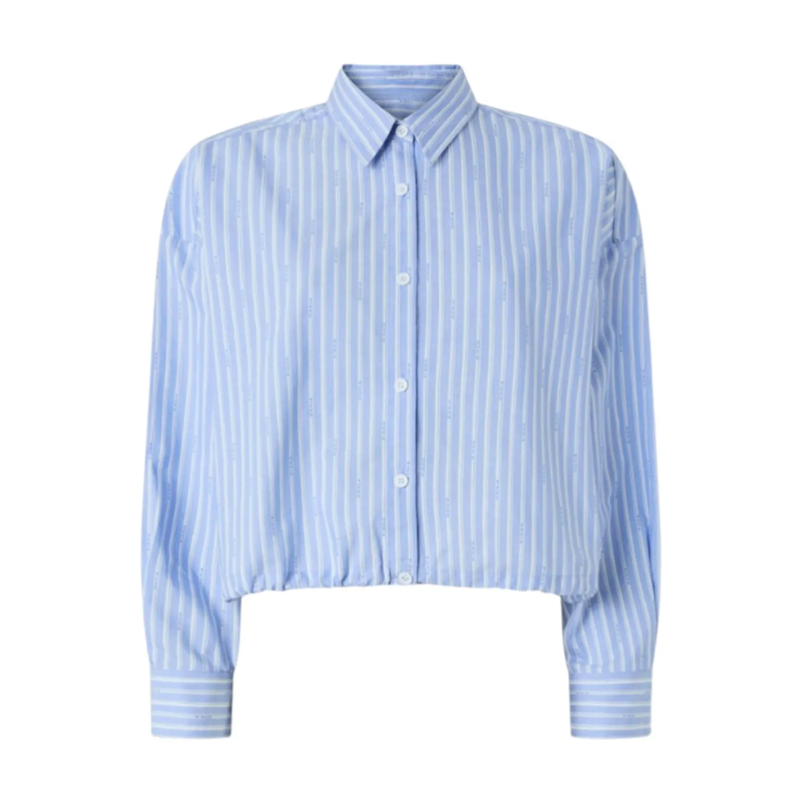 Cammia donna bianca e azzurra a righe crop