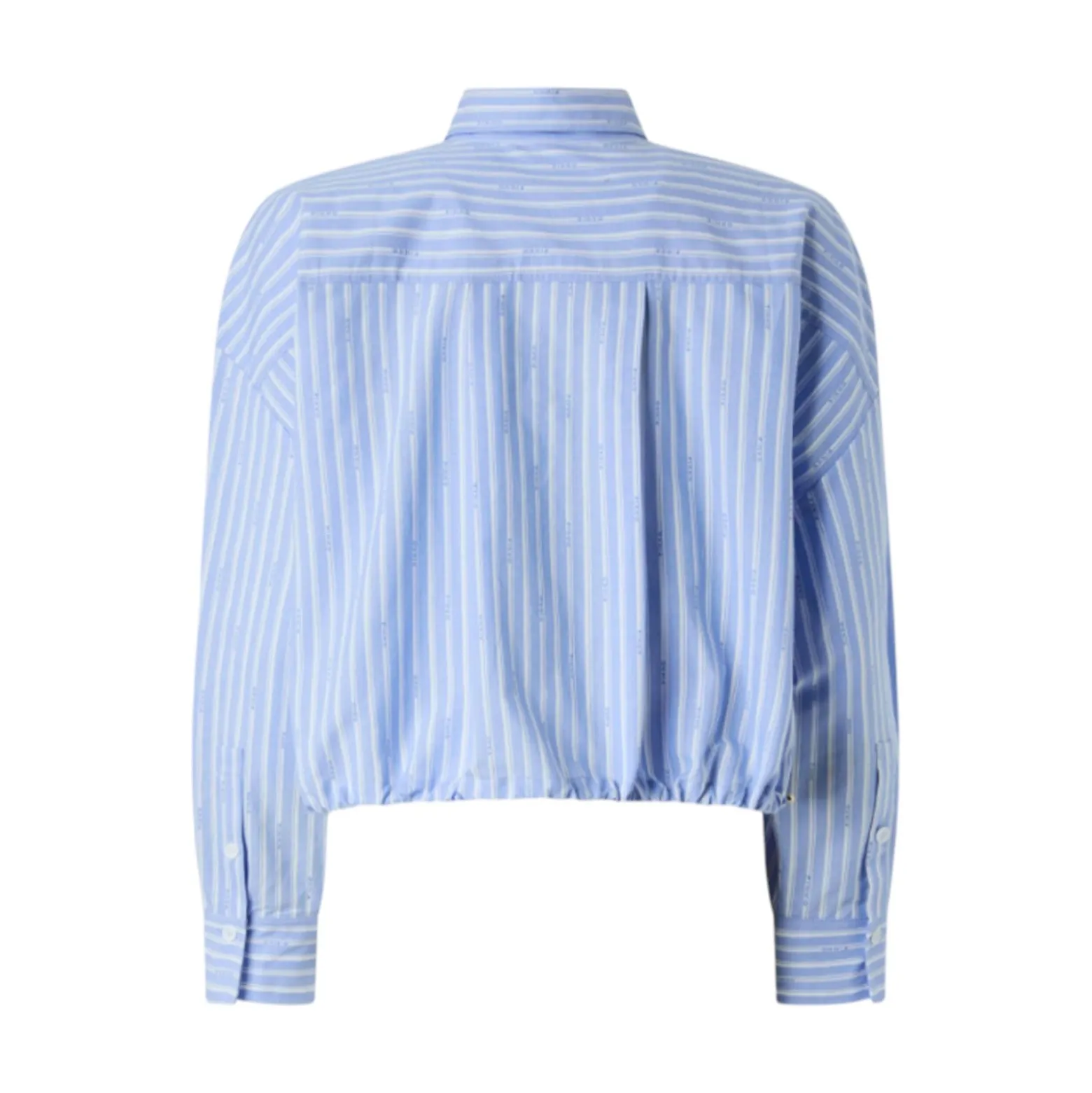 Cammia donna bianca e azzurra a righe crop