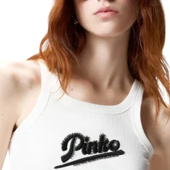Canotta donna con ricamo PINKO e strass