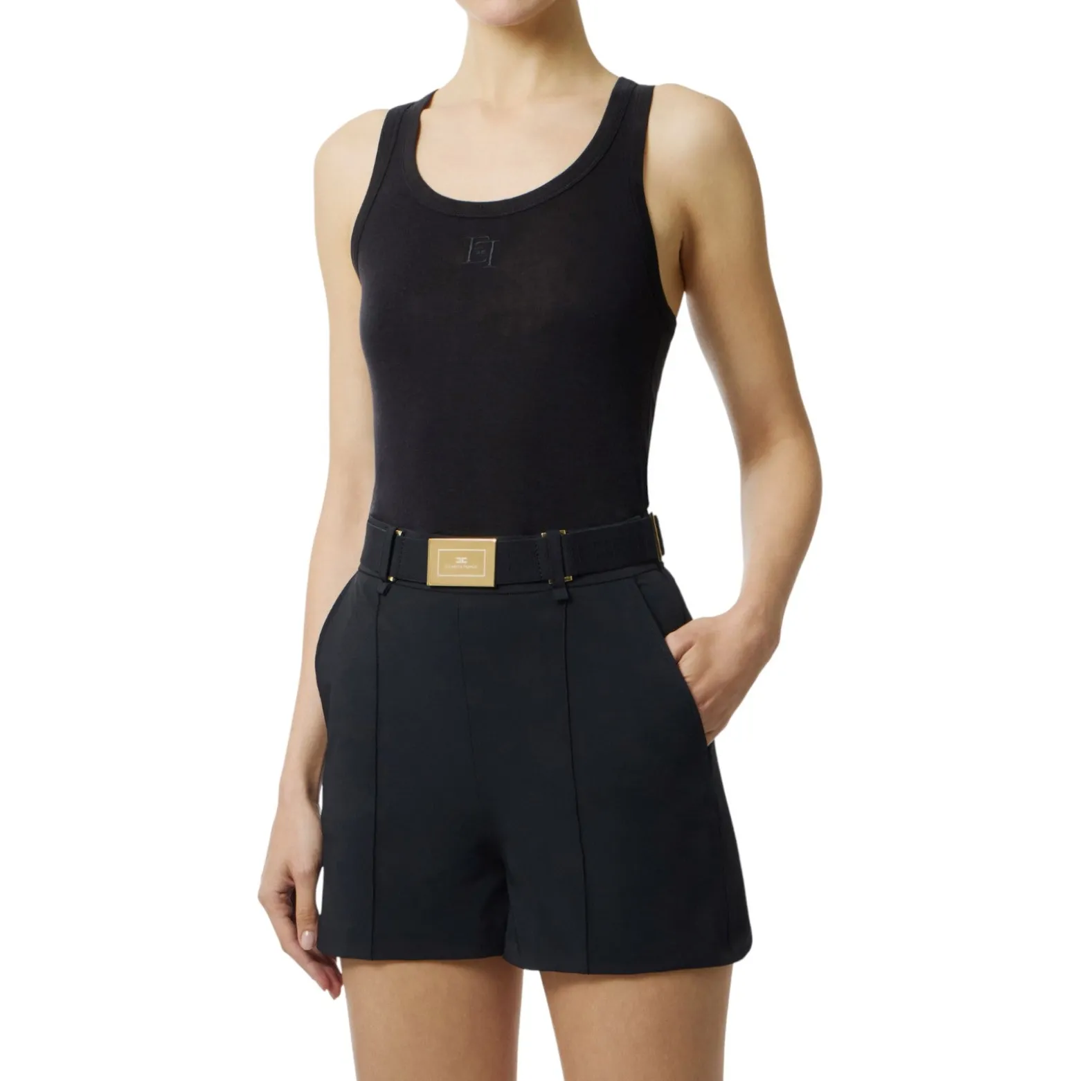 Canotta donna in jersey leggero con logo ricamato