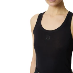 Canotta donna in jersey leggero con logo ricamato
