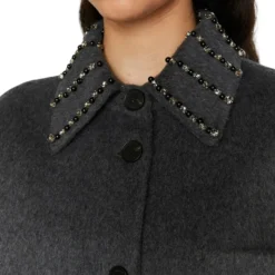 Cappotto donna chemisier in doppio tessuto di lana