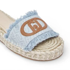 Ciabatte donna in denim con maxi logo