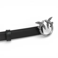 Cintura sottile Love Birds in pelle 2cm