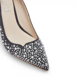 Décolleté donna in denim con pietre gioiello