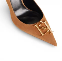 Décolleté donna in suede con dettaglio logo