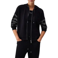 Felpa donna con zip e cappuccio