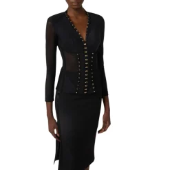 Giacca donna bustier in tessuto bielastico e tulle