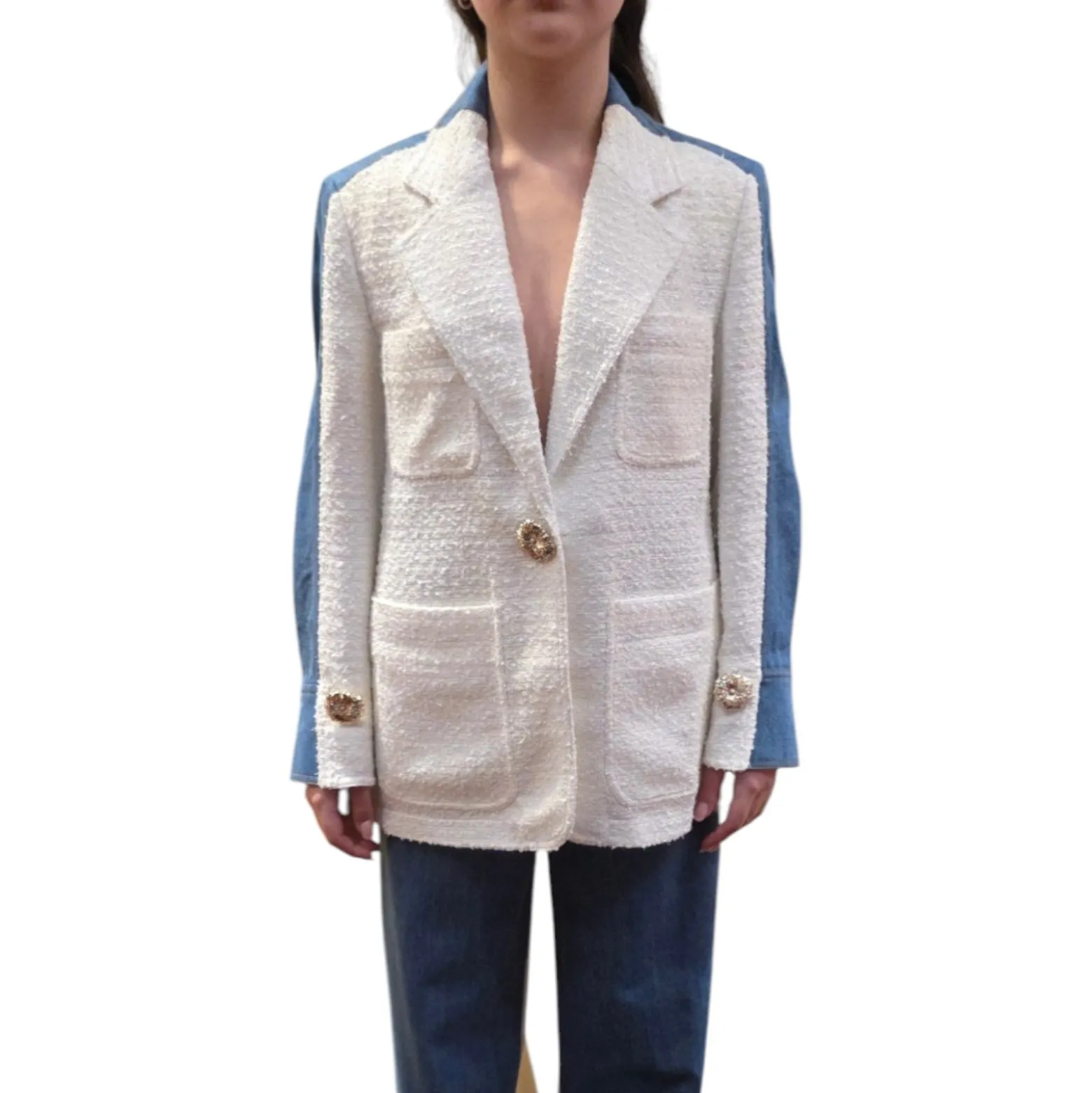 Giacca donna con dettagli in denim