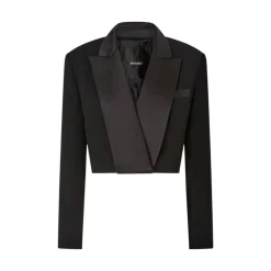 Giacca donna cropped con dettagli in satin