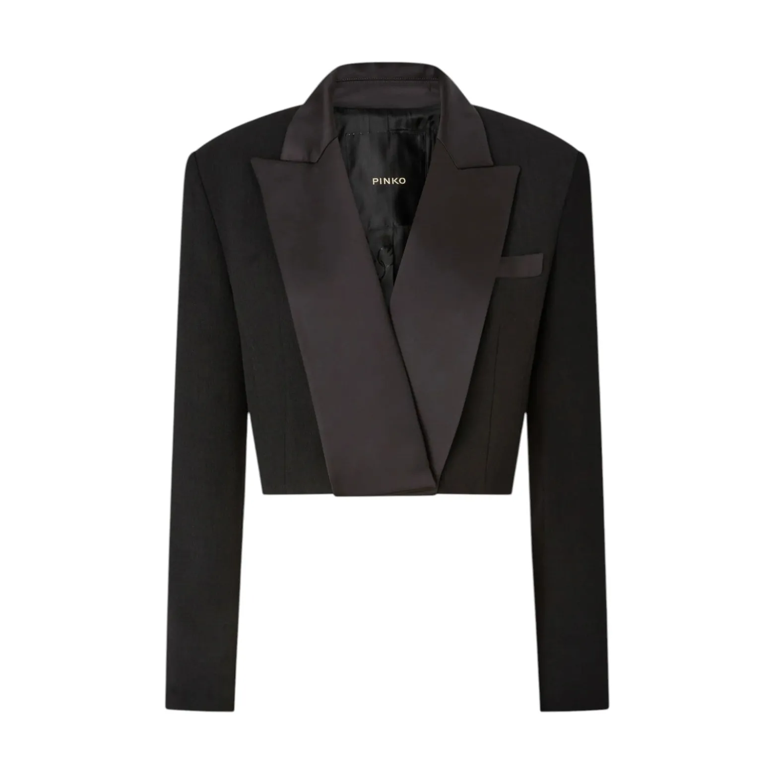 Giacca donna cropped con dettagli in satin