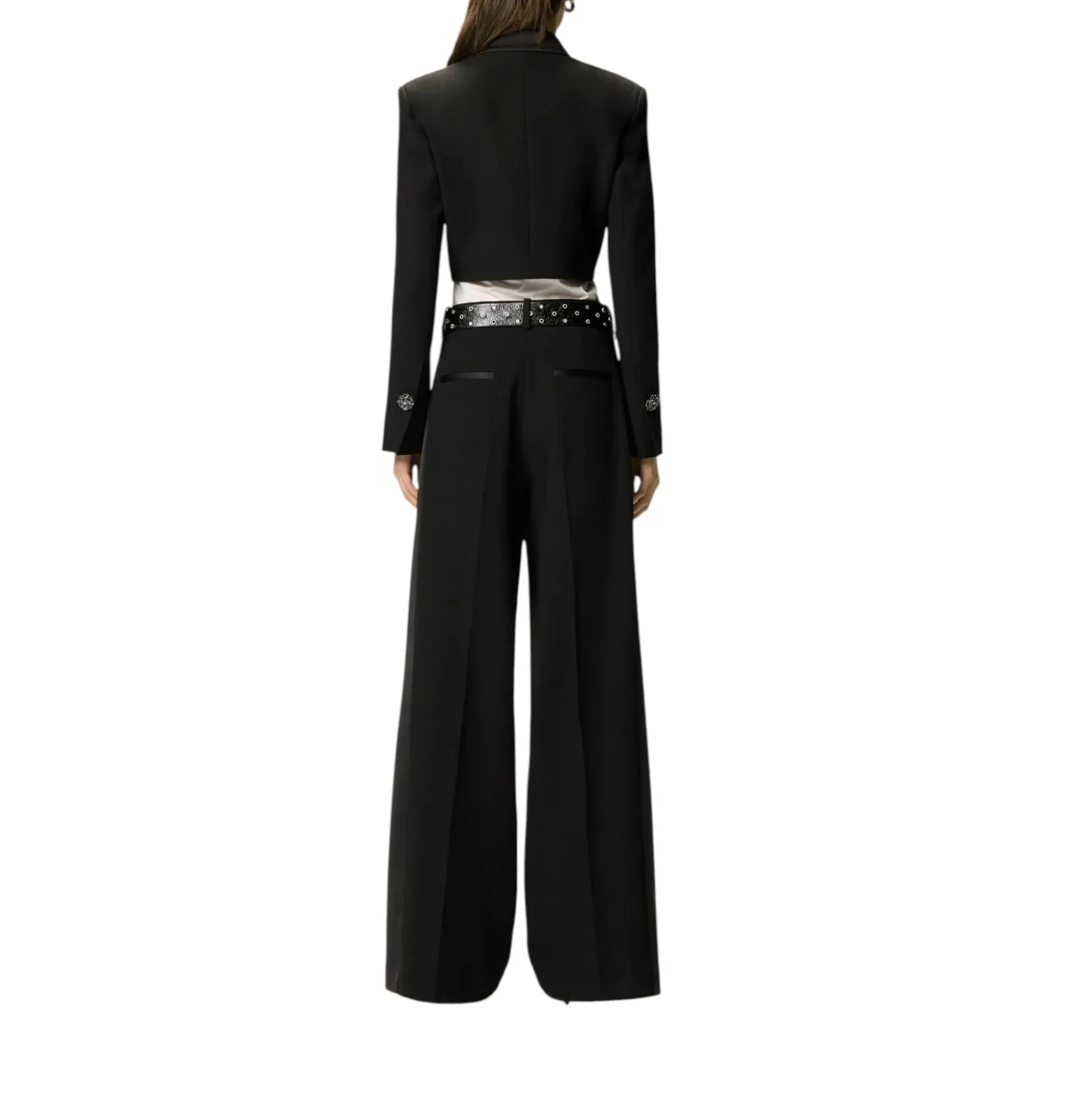 Giacca donna cropped con dettagli in satin